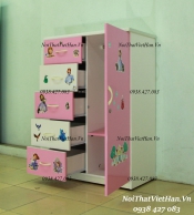 Tủ nhựa Đài Loan 1 cánh 5 ngăn T224 màu hồng
