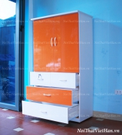 Tủ nhựa Đài Loan 2 cánh 4 ngăn T215 màu cam trắng
