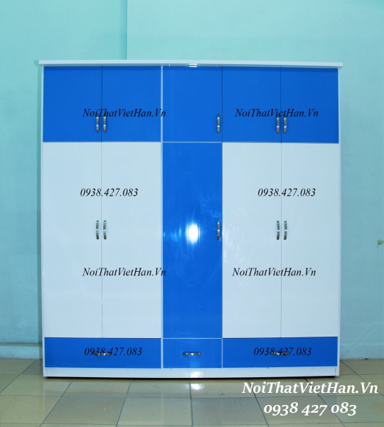 Tủ nhựa Đài Loan 10 cánh 3 ngăn C512 màu xanh dương trắng