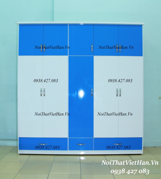 Tủ nhựa Đài Loan 10 cánh 3 ngăn C512 màu xanh dương trắng