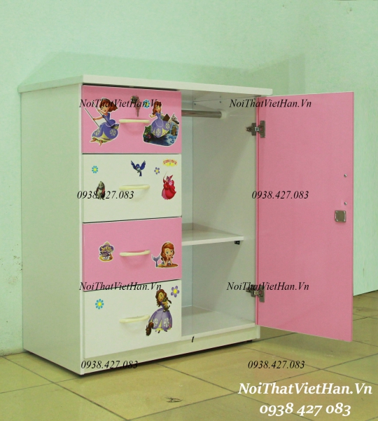 Tủ nhựa Đài Loan 1 cánh 4 ngăn T232 màu hồng