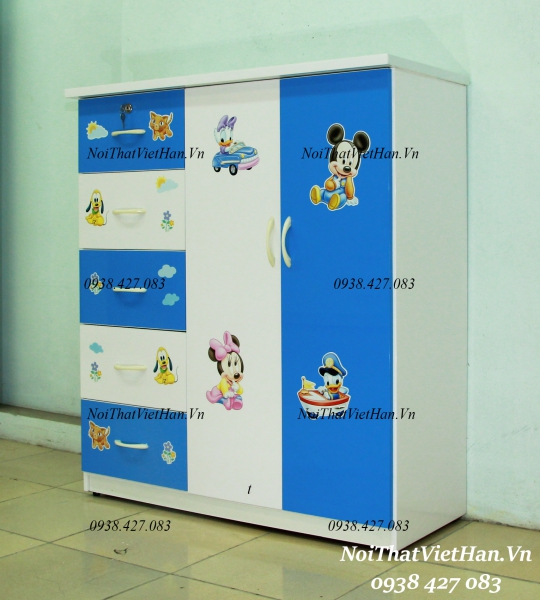 Tủ nhựa Đài Loan C019, 2 buồng 5 ngăn, mã T302 màu xanh trắng