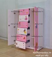 Tủ nhựa Đài Loan 2 cánh 6 ngăn T310 màu hồng trắng