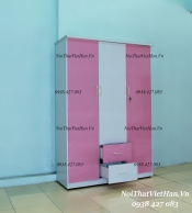 Tủ nhựa Đài Loan 3 cánh 2 ngăn C310 màu hồng trắng